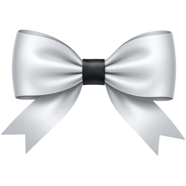 One extremely stretched, straight, ultra-thin ribbon bow, no extra curves, no fluff, no puff, NO ROUNDNESS, only a sharp, elongated and delicate bow, minimalist and sleek emoji