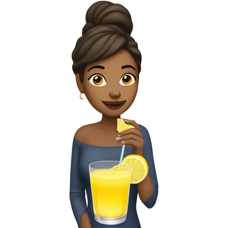 Brown woman sipping lemon drop emoji
