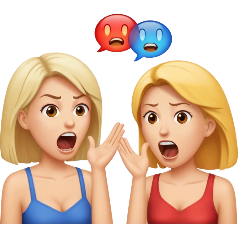 Two women screaming at eachother and the text "spegni l'app" emoji