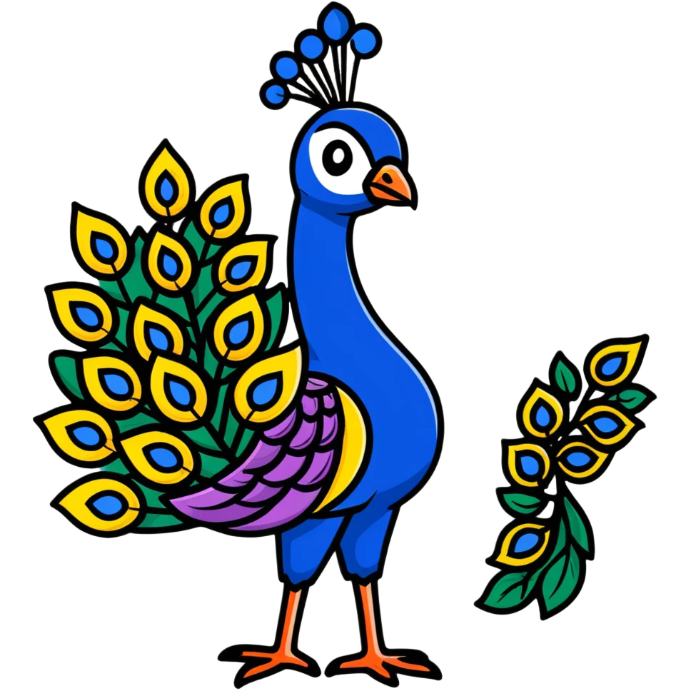 colorful peacock with Hindi word Husn meaning beauty emoji
