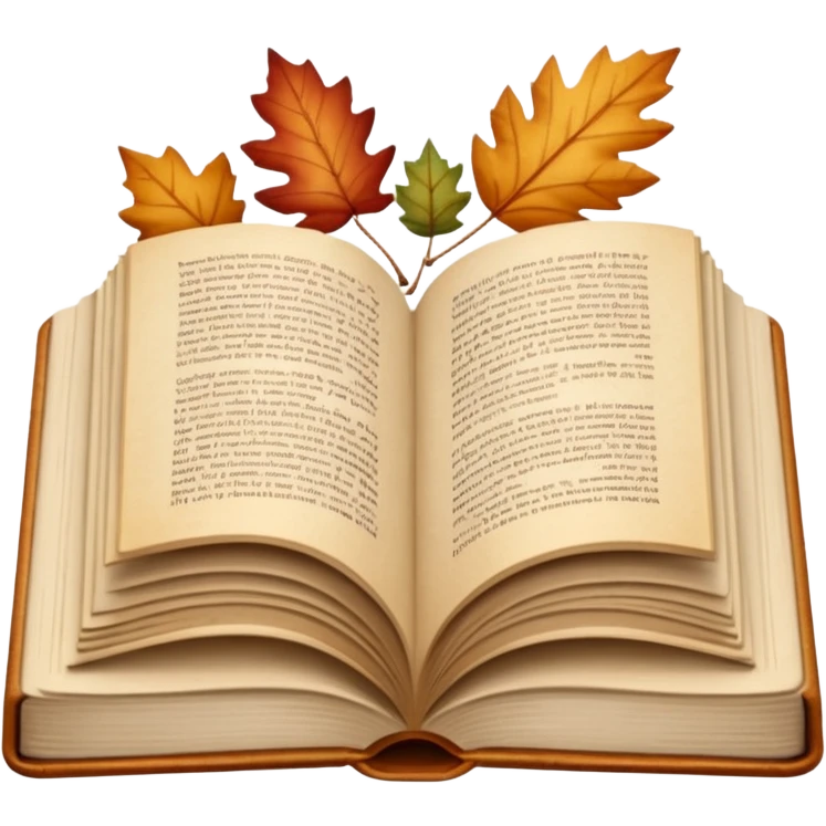 beige autumn open book with leaves on it emoji