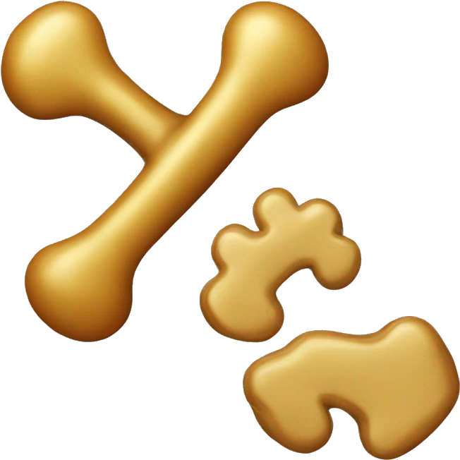 a golden dog bone  emoji