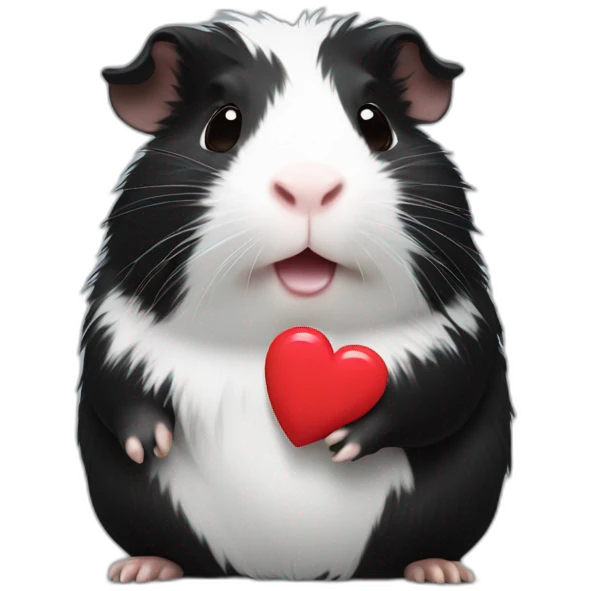 Black Guinea pig waving with heart emoji