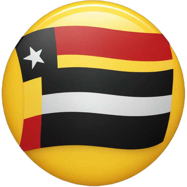 flag with red on top, black on bottom and yellow medium sized circle emoji
