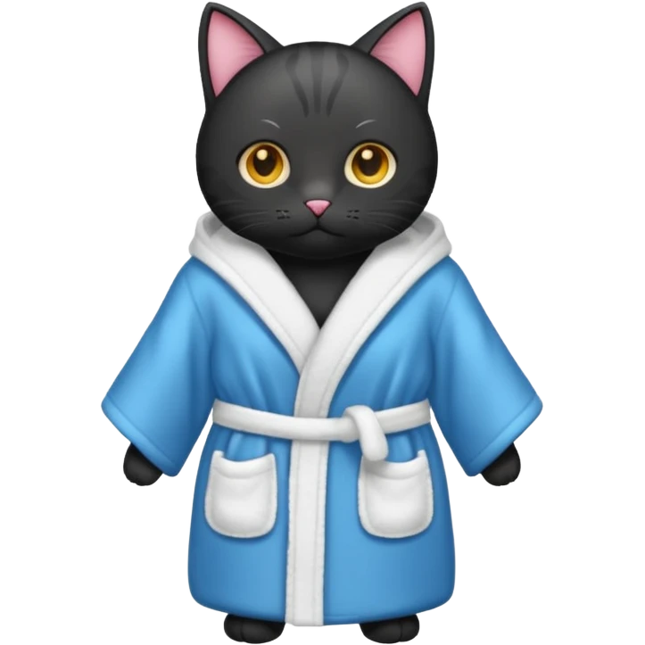 black ,cat with bathrope full body emoji