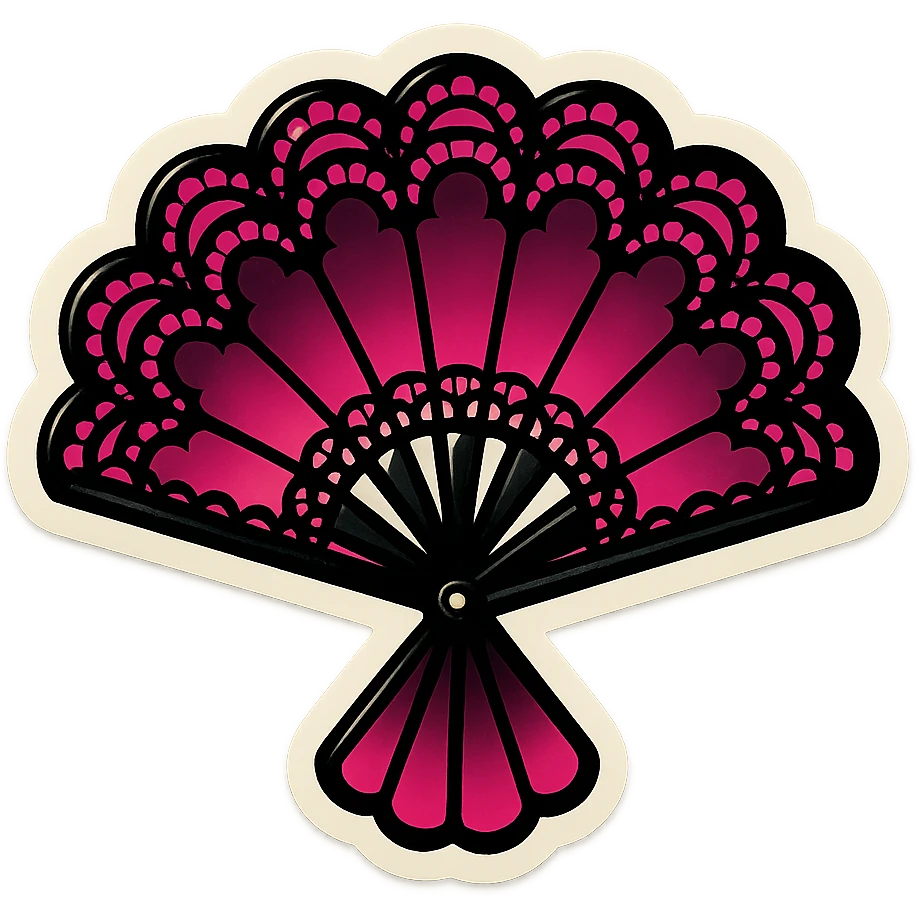 gothic lace fan, black and pink colors emoji
