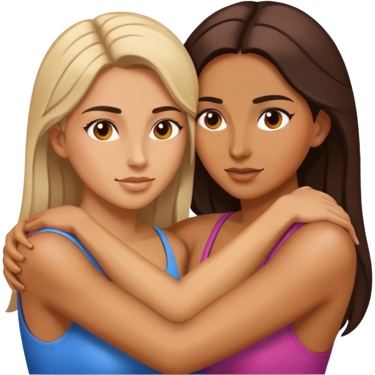Zwei Frauen die sich umarmen um kraftvoll schenken  emoji