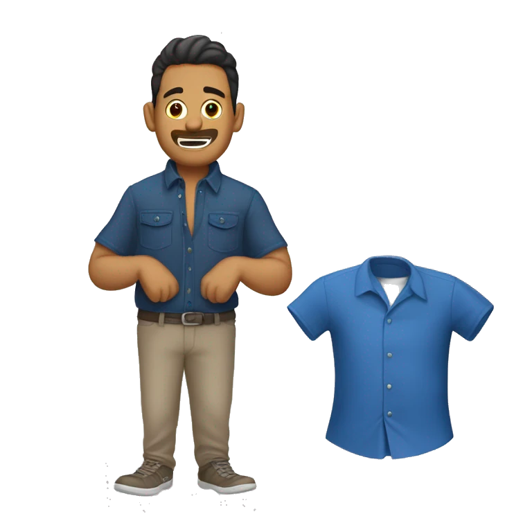 Chico haciendo pesas con ropa azul emoji
