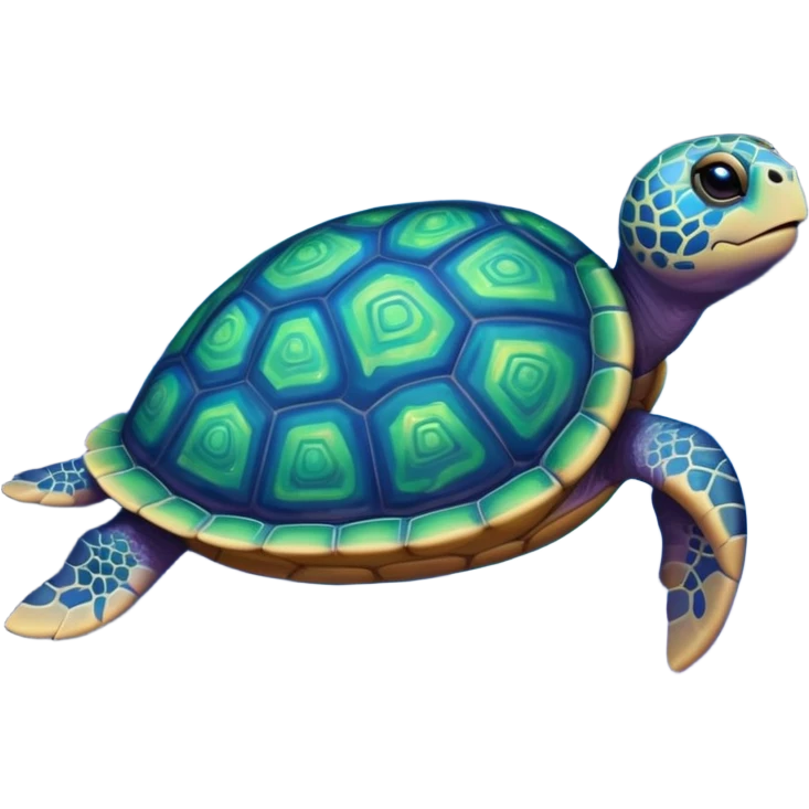 Quasar Turtle emoji – full body, massive cosmic turtle with glowing shell like a galaxy vortex, star patterns, slight side angle emoji