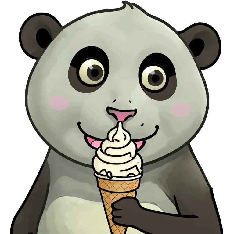 Panda monkey eating ice cream emoji