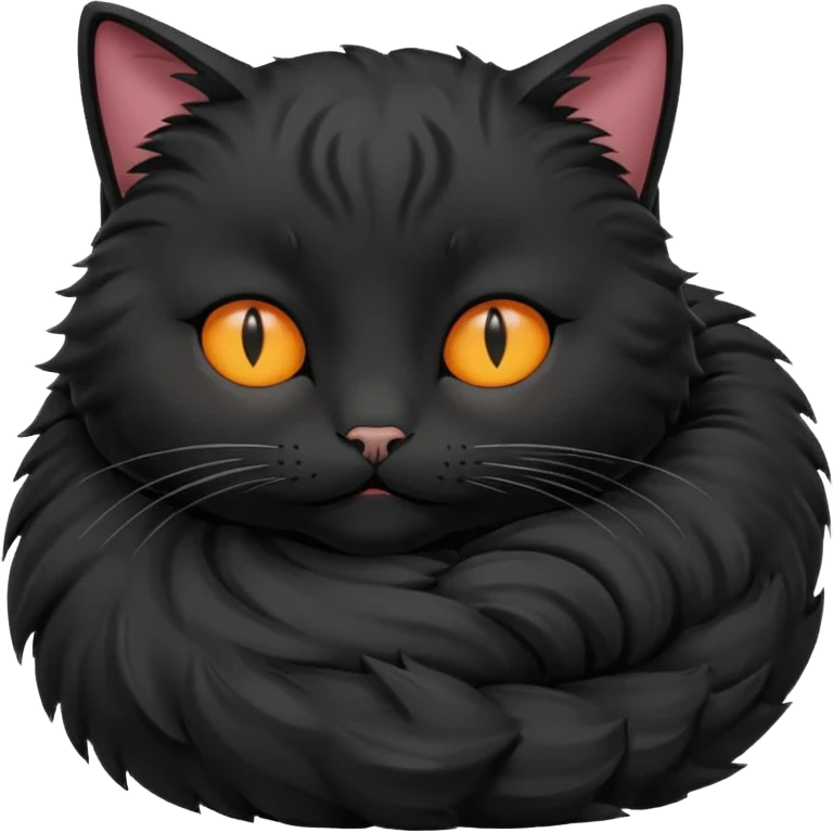 Curled Sleeping Cat black emoji