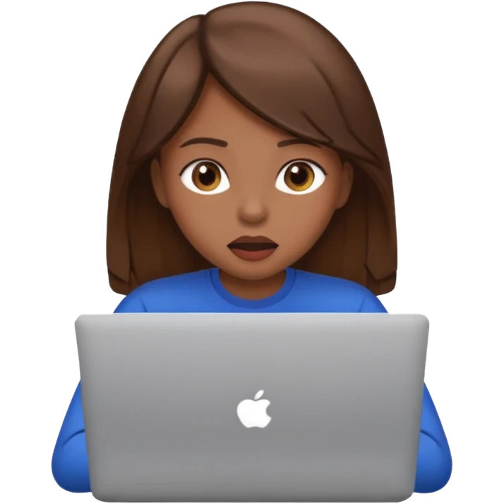 Make an emoji of a girl with brown hair behind a laptop screen that is facing her and make sure to have her mouth hidden by the laptop. emoji