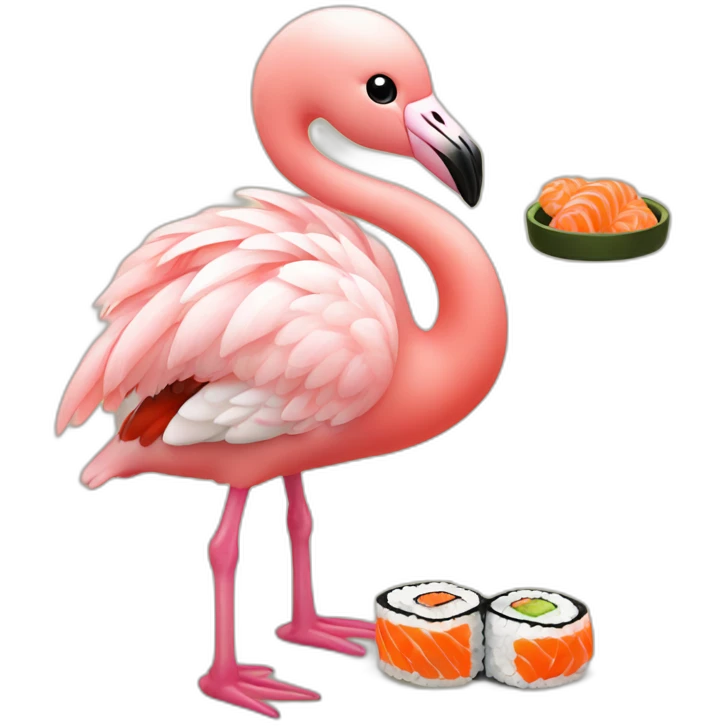 Cute Baby flamingo eating sushi emoji