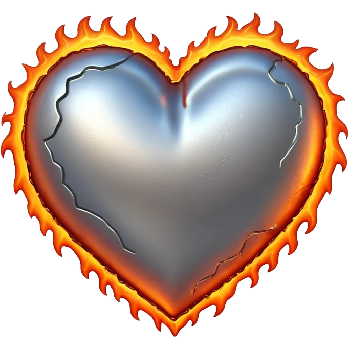 hot glow metal heart emoji