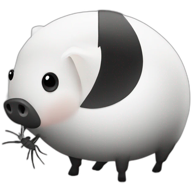 Yin Yang black and white pig armadillo cow centipede insect emoji