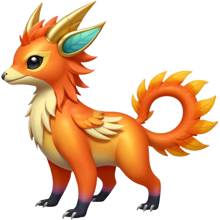  Shiny iridescent light warmly colored reddish-orange-gold-gradients neon vibrant colorful pastel flourishing flurry fuzzy Nargacuga-Palkia-Meloetta-Noibat-fusion-animal-Fakémon-hybrid-creature, by griffsnuff emoji