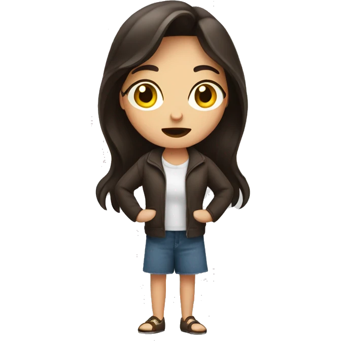 brunette girl shrugging emoji