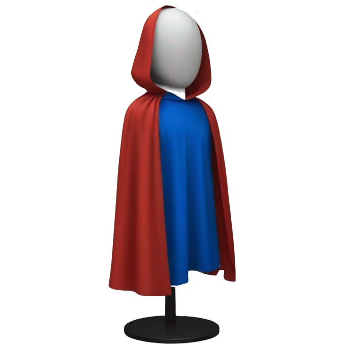 faceless mannequin with red and blue cape without hood emoji
