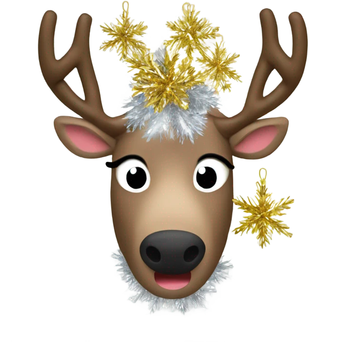 Reindeer stuck in tinsel emoji