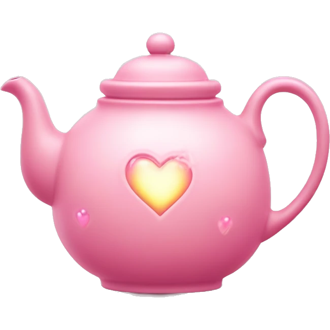 Pastel Pink Teapot "A pastel pink teapot with a glowing finish, steam rising in the shape of hearts, and sparkling details on the handle and spout." emoji
