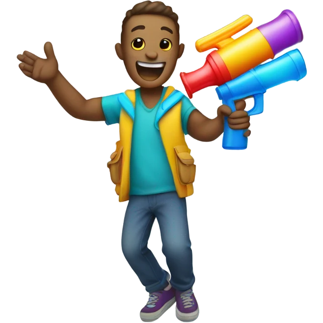 Laughing with water gun emoji