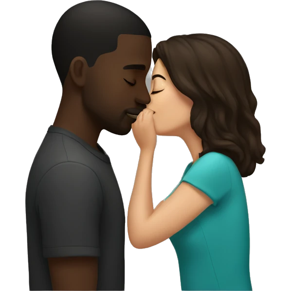 Brunette kissing a black man  emoji