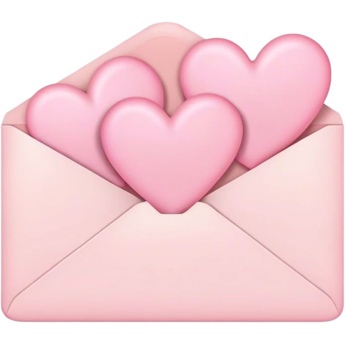 romantic letter with pastel pink hearts emoji