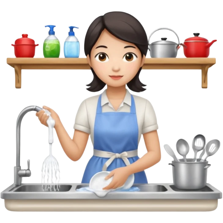 aisan Woman washing dishes emoji