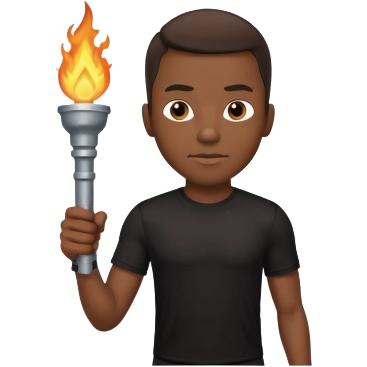 black tshirt black man The torchbearer emoji