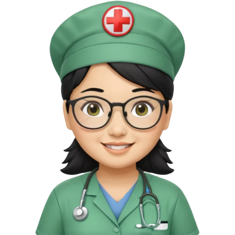 Open


Open


Open


Open
FILIPINA FEMALE NURSE, CHUBBY, BLACK HAIR, WITH GLASSES, GREEN SCRUBS, AND CAP, SMILING emoji