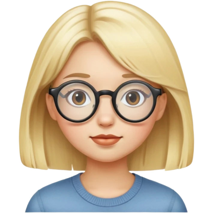 Girl with round glasses blonde hair emoji