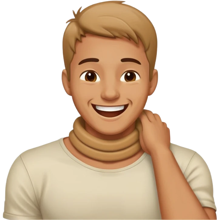 Guy holding his neck laughing  emoji
