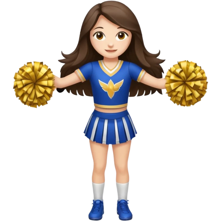happy long haired brunette girl hazel eyes full body cheerleader emoji