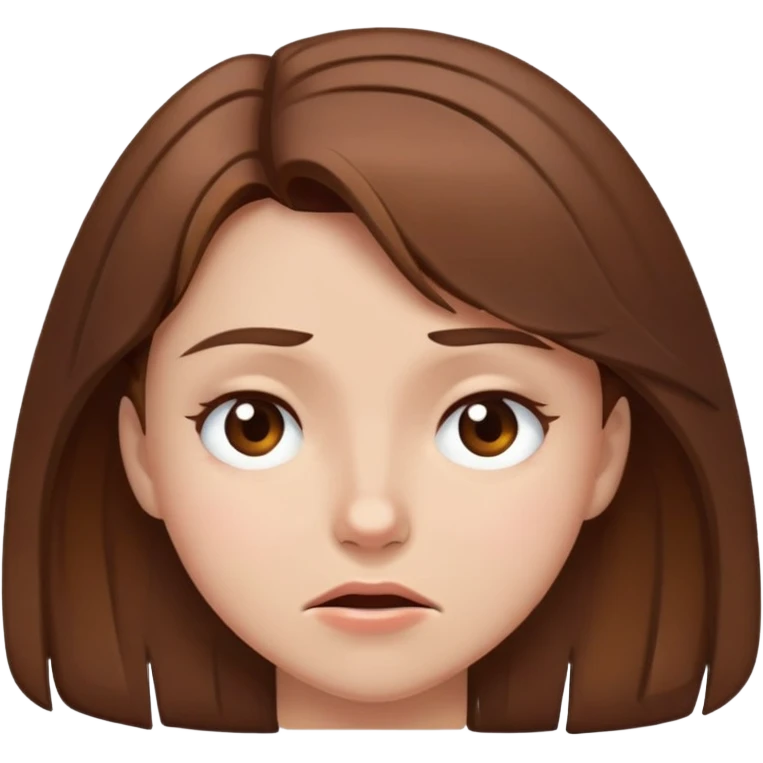 A girl with brown hair squinting like she’s defeated  emoji
