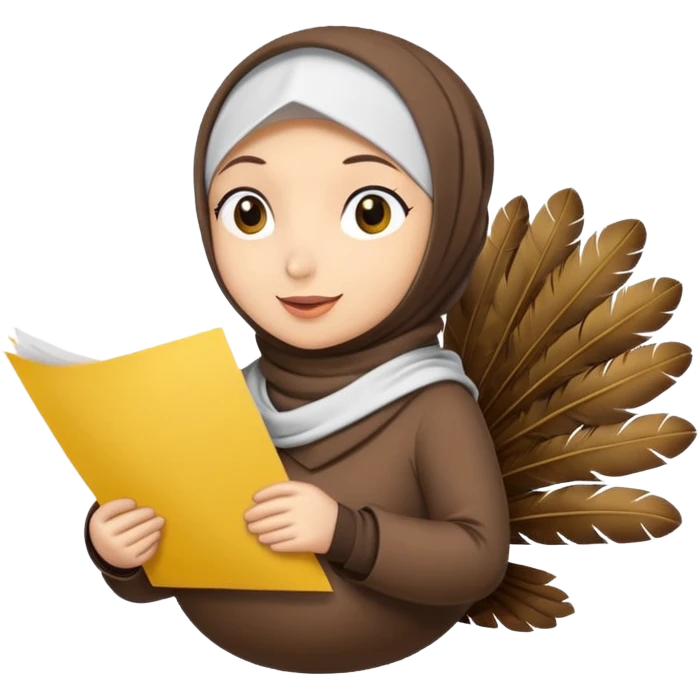 🦃 wearing hijab holding yellow paper emoji