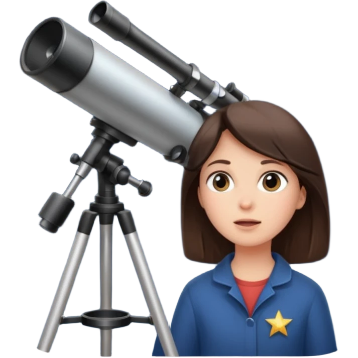 brunette person stargazing with a telescope emoji