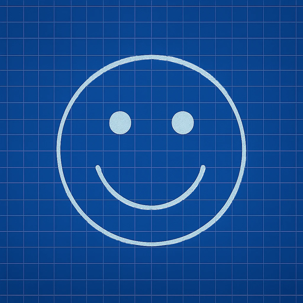 frame 10 with fully blue blueprint background with all grid lines drawn, smiley face unchanged emoji