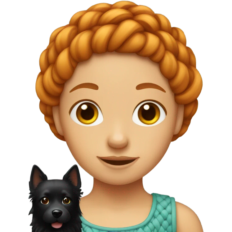 Ginger girl w braided hair and BLACK spitz emoji