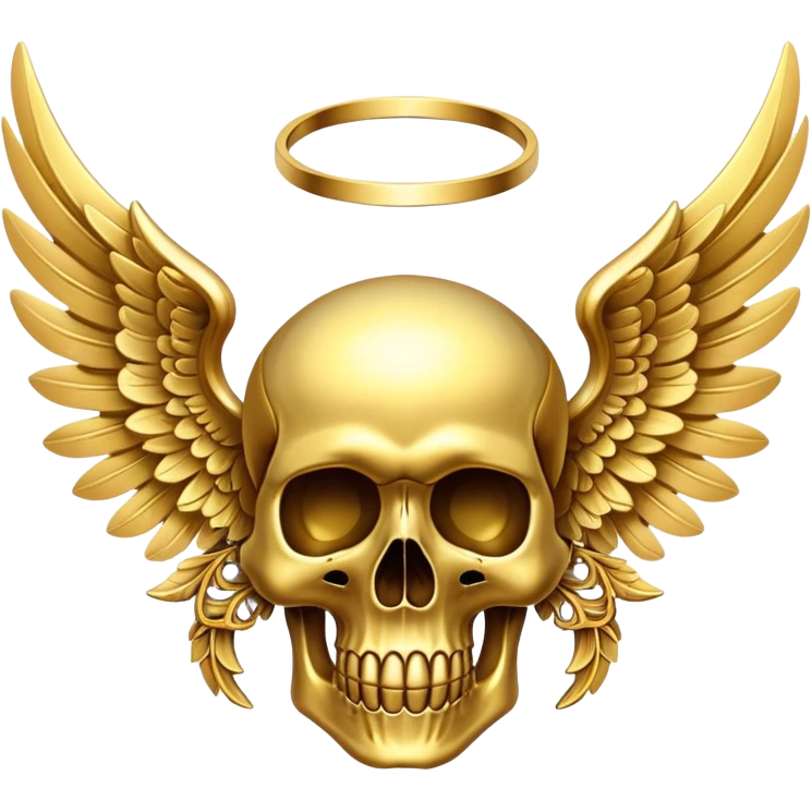 Golden skull with wings  emoji
