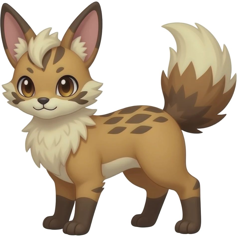 Sylveon-Leafeon-Furret-Buneary-Jackalope-fusion-hybrid-animal-creature with tufted ears, tufted tail emoji