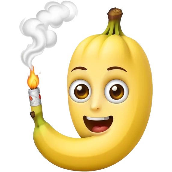 banana with mouth and eyes smokes cigarettes emoji