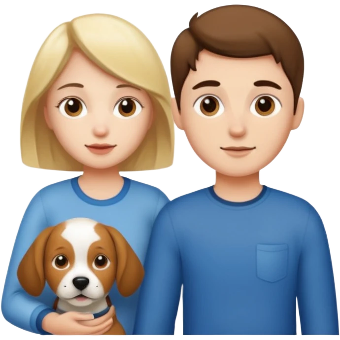 Girl and boy with a dog emoji