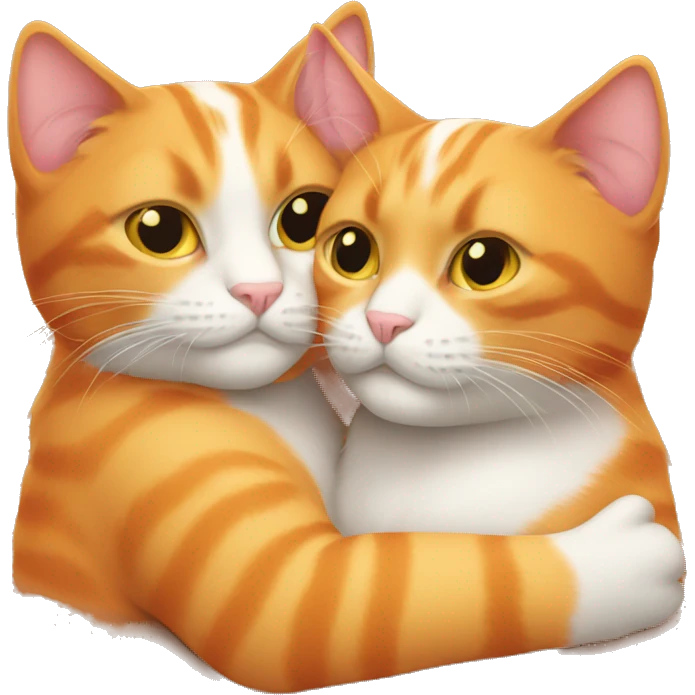 Two orange cats cuddling together emoji