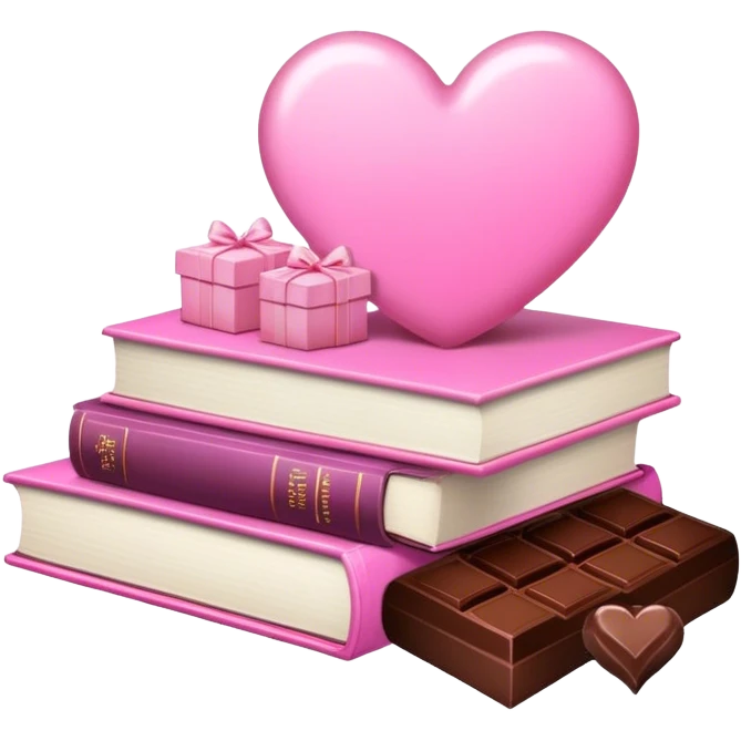 pink light romance books and chocolates emoji