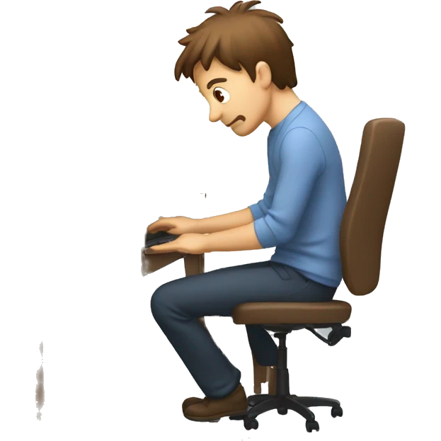 man with brown receding hair playing with a computer emoji