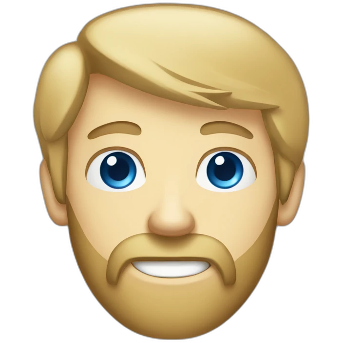 Blond bearded blue eyes and a computer in a box emoji