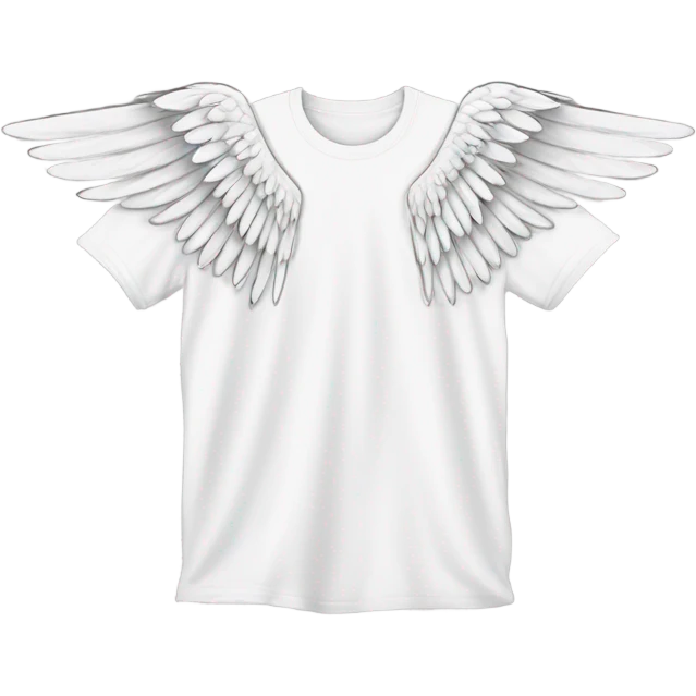 white t shirt with small drawing of wings on the front emoji
