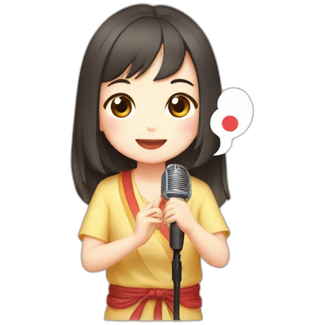 cute girl Taiwanese Pilgrimage Sing mic emoji