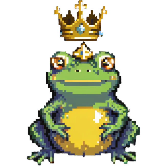 frog wearing a golden crown emoji