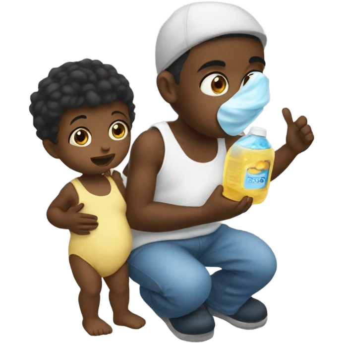 Diddy holding baby oil and a baby emoji